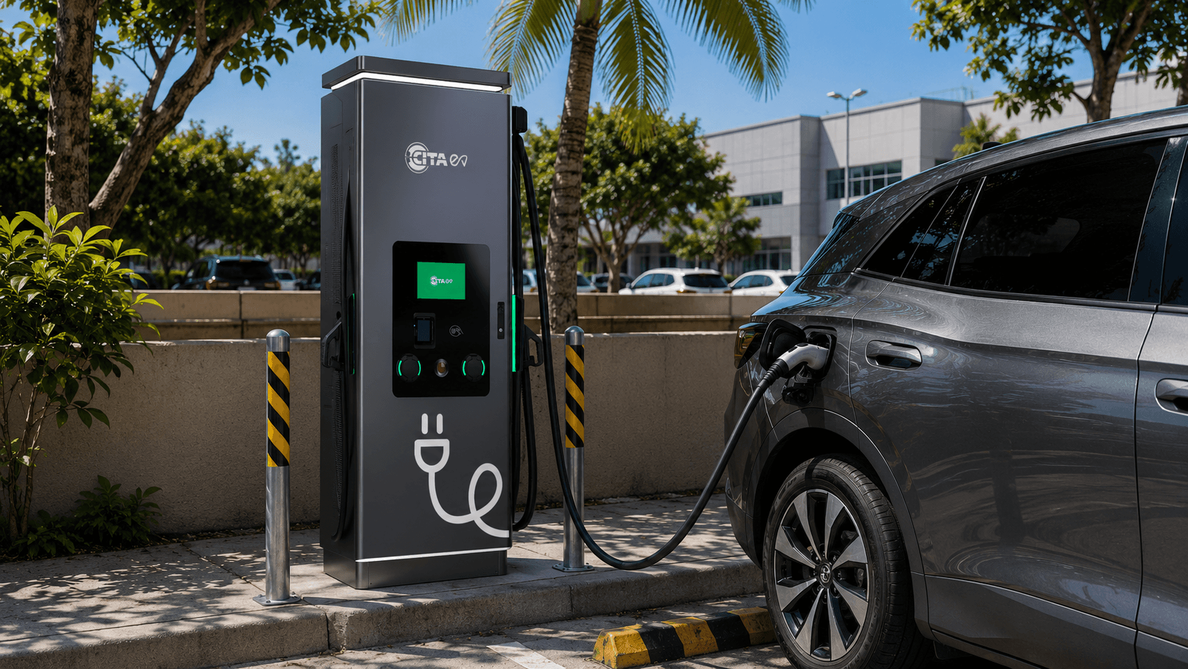 CITA EV fast charger charging an electric SUV outdoors