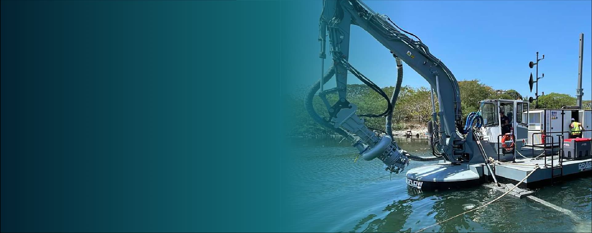 Amphibious marine equipment working on the water